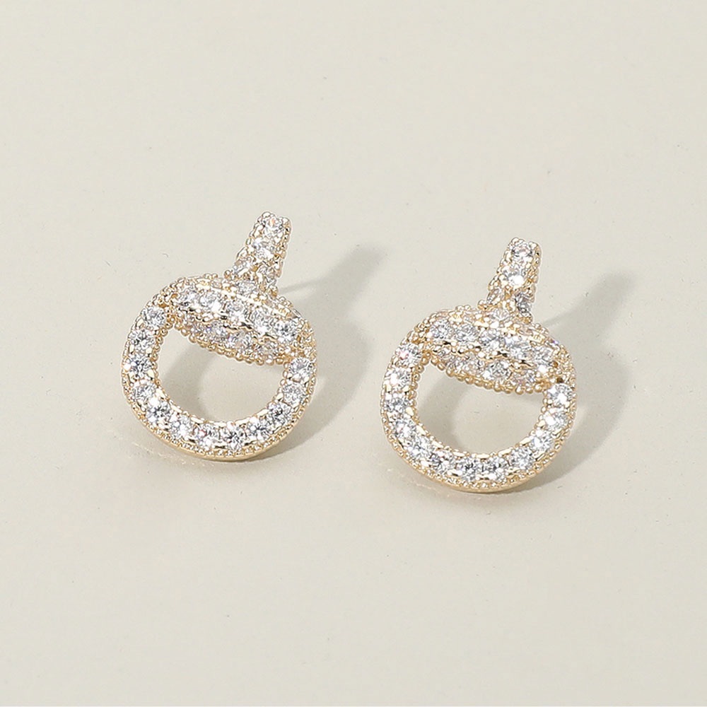 14K Gold Plated CZ Pave Stud Earrings